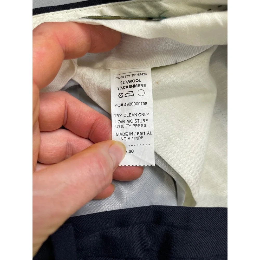 Lauren‎ Ralph Lauren Mens Wool Cashmere Pleated Cuffed Dress Pants Navy 36x30